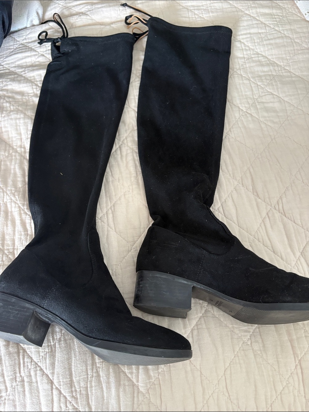 Zara Black Over-the-Knee Suede Boots